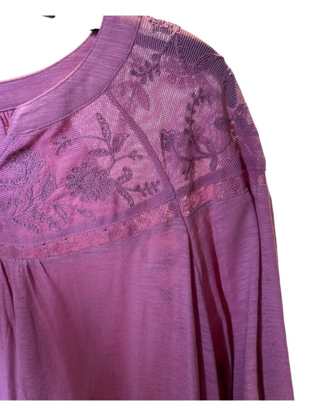 Style & Co Womens 2X Lace Knit Top Pink Rain Long Sleeves Scoop Neck Casual - Picture 4 of 12